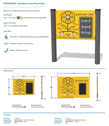 Sunflower Sums Play Panel Specification