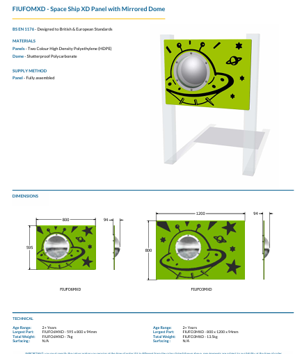 Space Ship Play Panel Specification