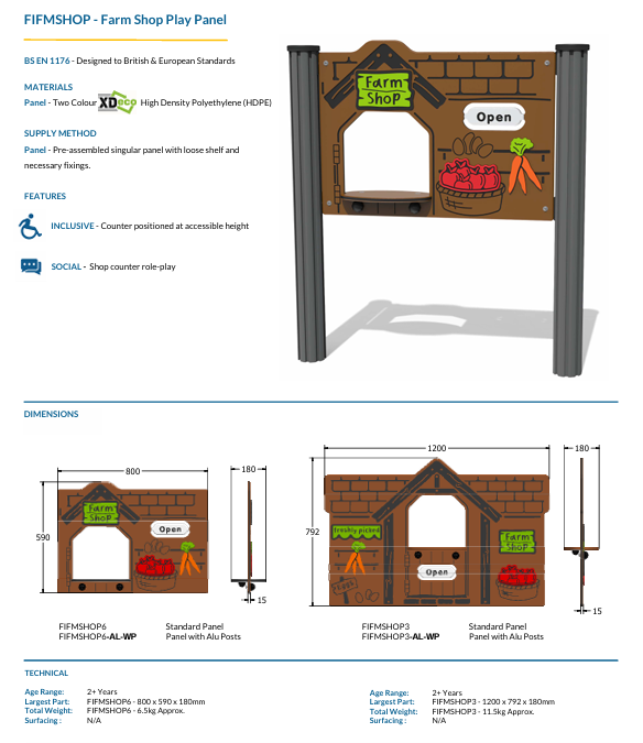 Farm Shop Play Panel Specification