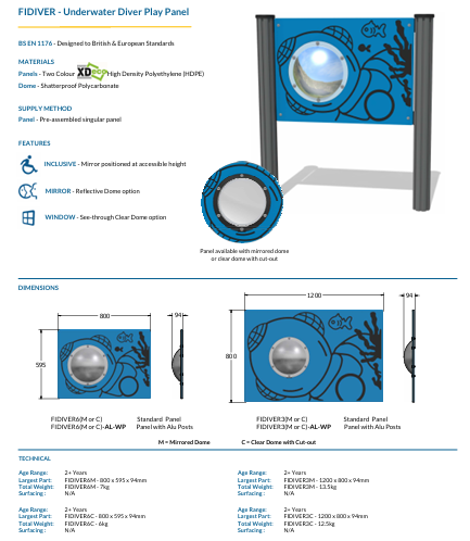 Underwater Diver Play Panel Specification