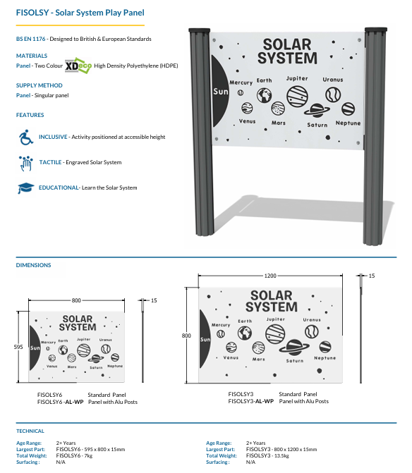 Solar System Play Panel Specification