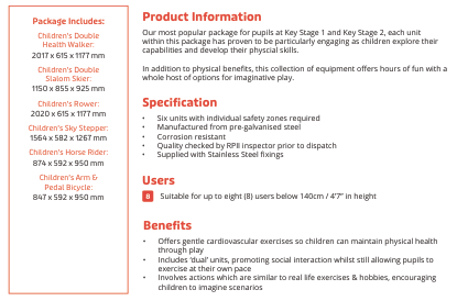 Primary School Outdoor Fitness Package Specification