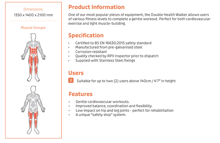 Double Health Walker Specification