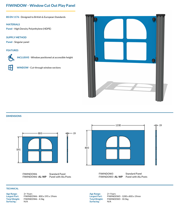 Window Cut Out Play Panel Specification