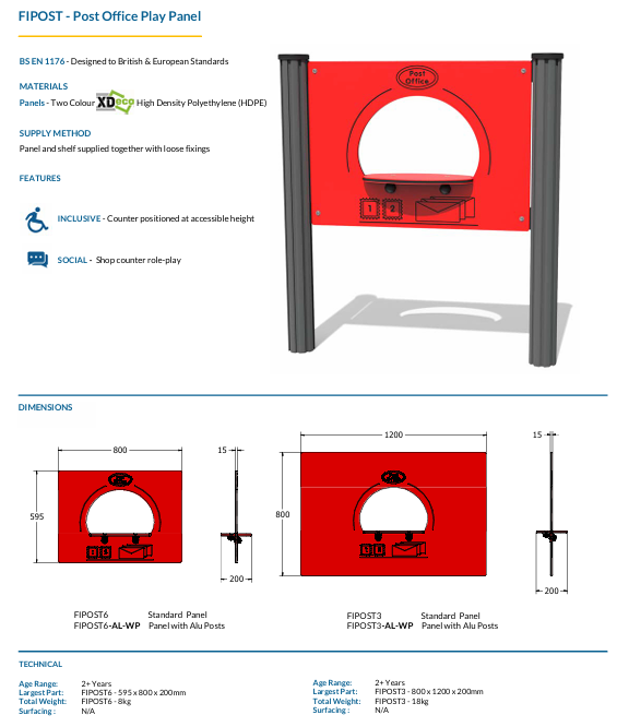 Post Office Play Panel Specification