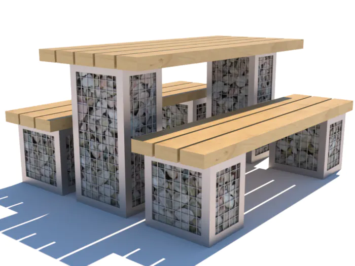 Gabion Picnic Table Thumbnail 1