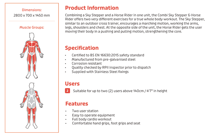 Combi Sky Stepper & Horse Rider Specification