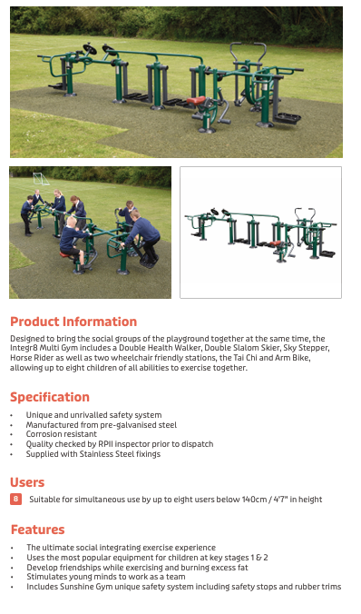 Children's Integr8 Multi Gym Specification