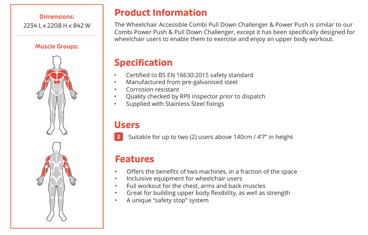 Wheelchair Accessible Combi Pull Down Challenger & Power Push Specification