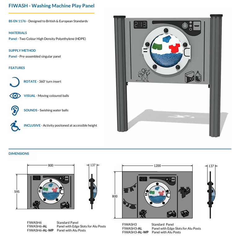 Washing Machine Play Panel Specification