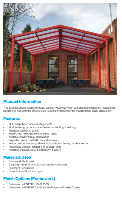 Polycarbonate Canopies Specification