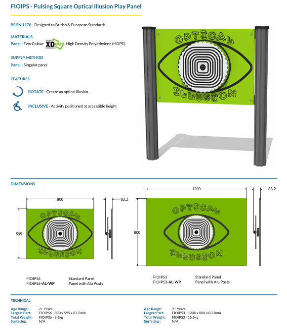 Pulsing Square Optical Illusion Play Panel Specification