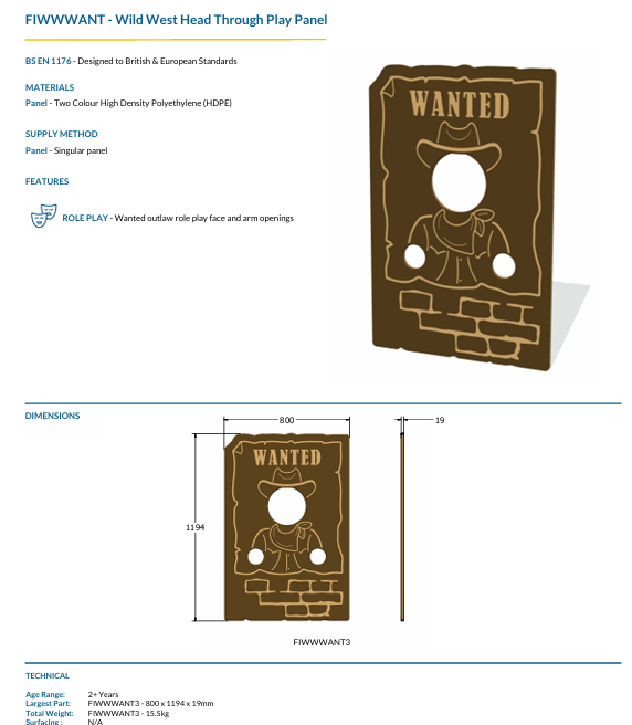 Wild West Head Through Play Panel Specification