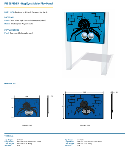 Bug Eyes Spider Play Panel Specification