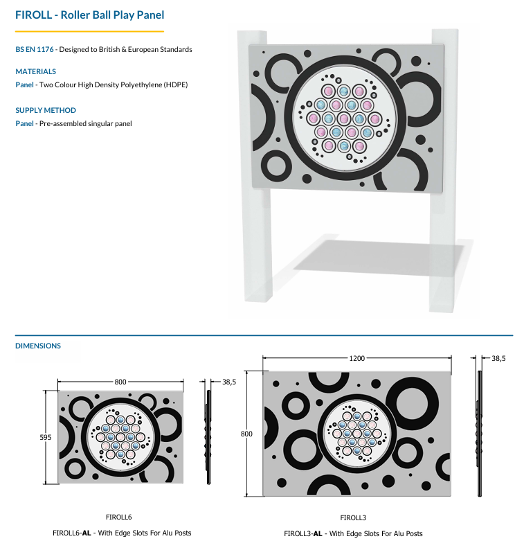 Roller Ball Play Panel Specification