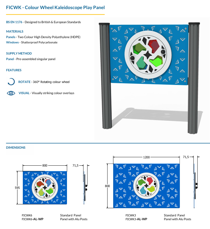 Colour Wheel Kaleidoscope Play Panel Specification