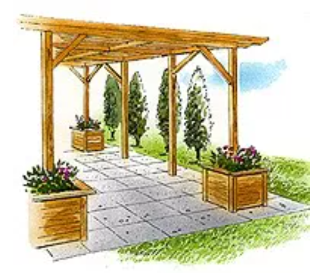 Pergolas with planters 
