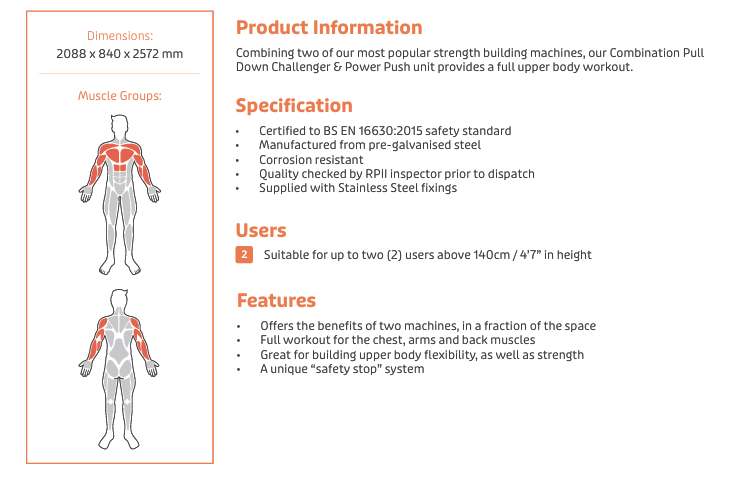 Combi Pull Down Challenger & Power Push Specification