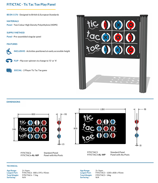 Tic Tac Toe Play Panel Specification
