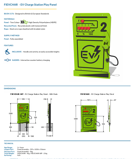 EV Charge Station Play Panel Specification