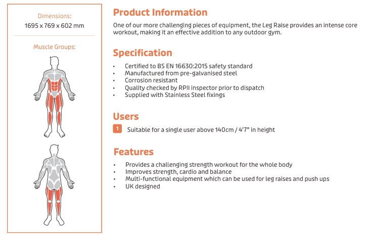 Leg Raise Specification