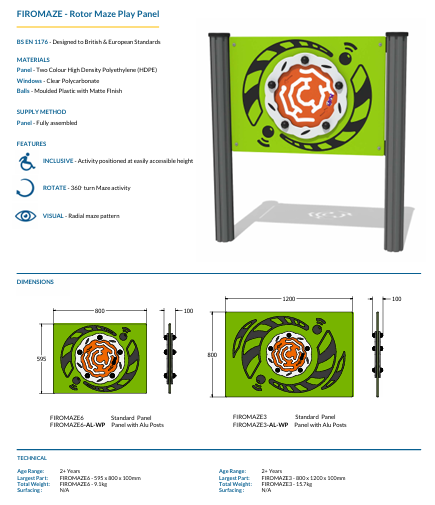 Rotor Maze Play Panel Specification