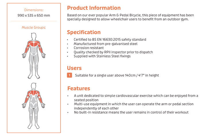 Wheelchair Accessible Arm & Pedal Bike Specification