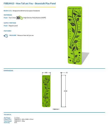 How Tall are You – Beanstalk Play Panel Specification