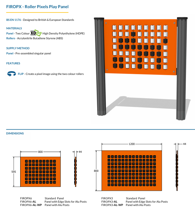 Roller Pixels Play Panel Specification