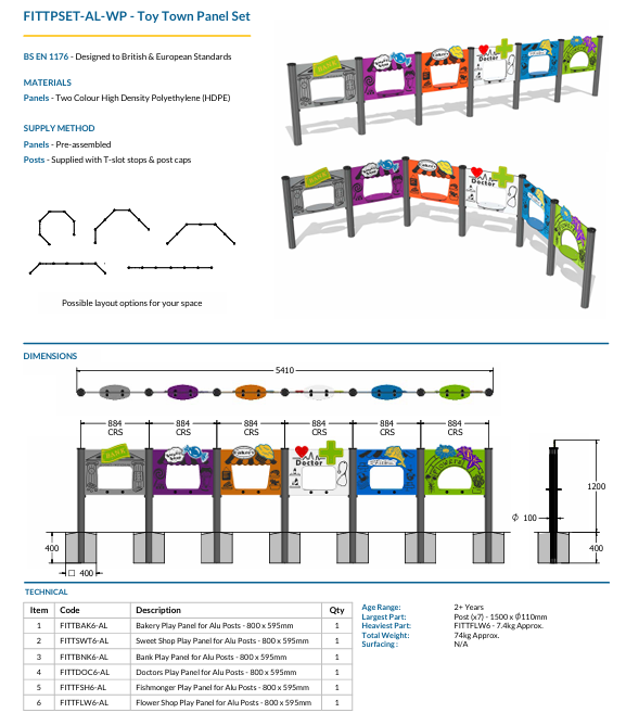 Toy Town Play Panel Set Specification