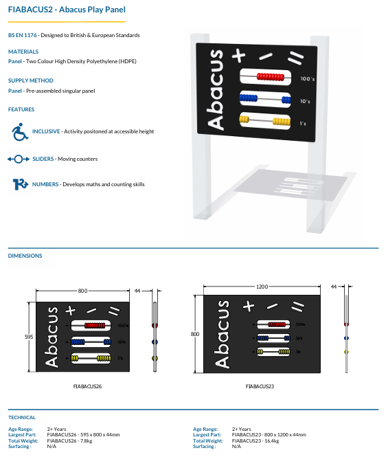 Abacus Play Panel Specification