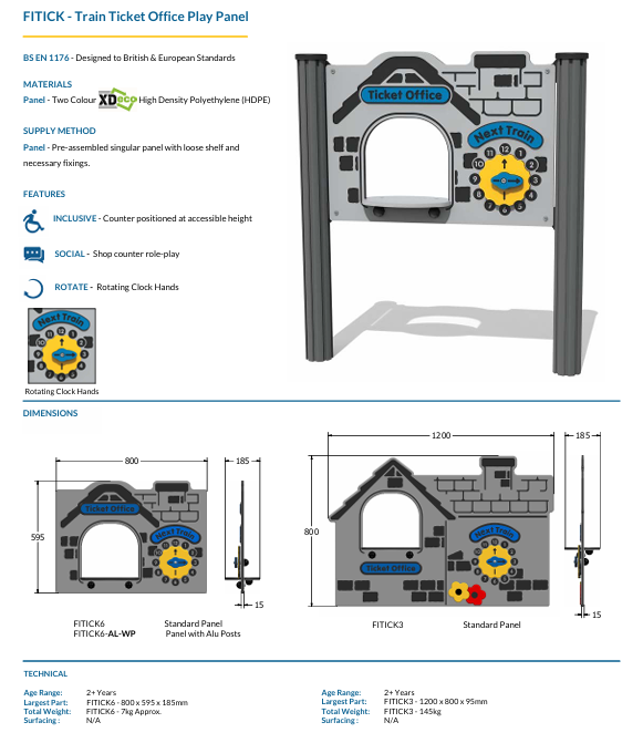 Train Ticket Office Play Panel Specification