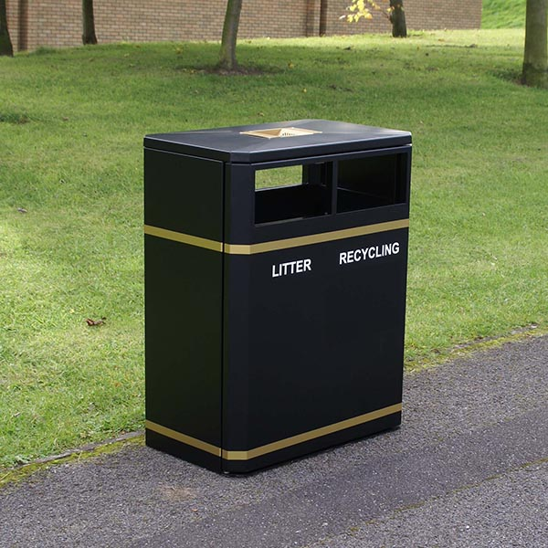 160R Dual Steel Recycling Bin
