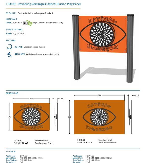 Revolving Rectangles Optical Illusion Play Panel Specification
