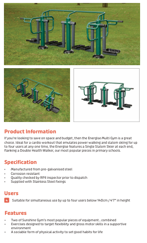 Children's ENERGISE Multi Gym Specification