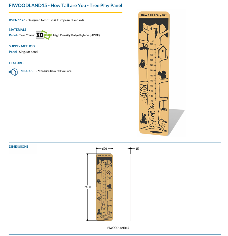 How Tall are You – Tree Play Panel Specification