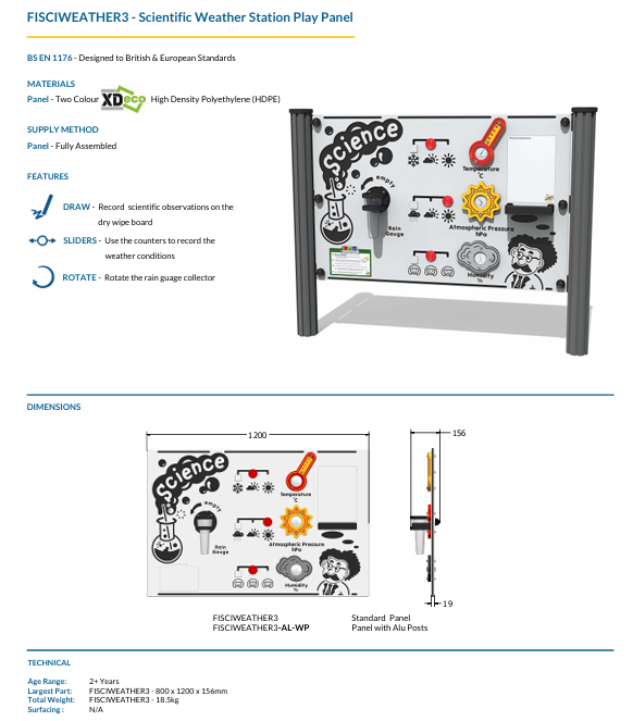 Scientific Weather Station Play Panel Specification