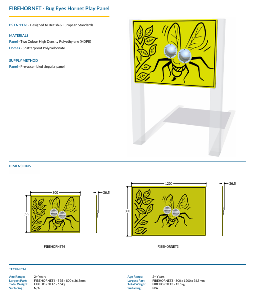 Bug Eyes Hornet Play Panel Specification