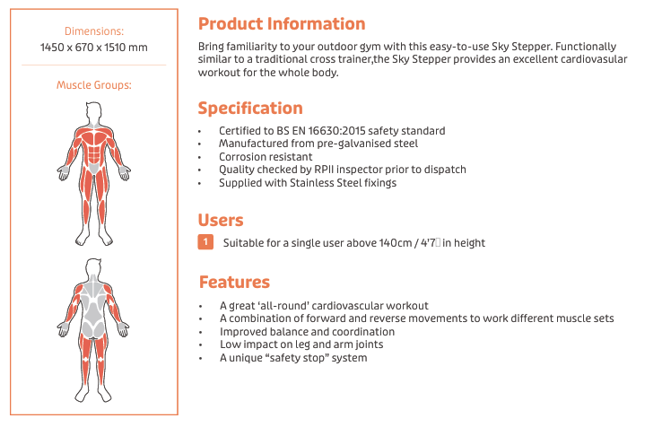 Sky Stepper Specification