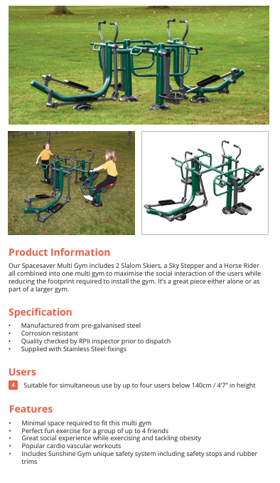 Children's Spacesaver Multi Gym Specification