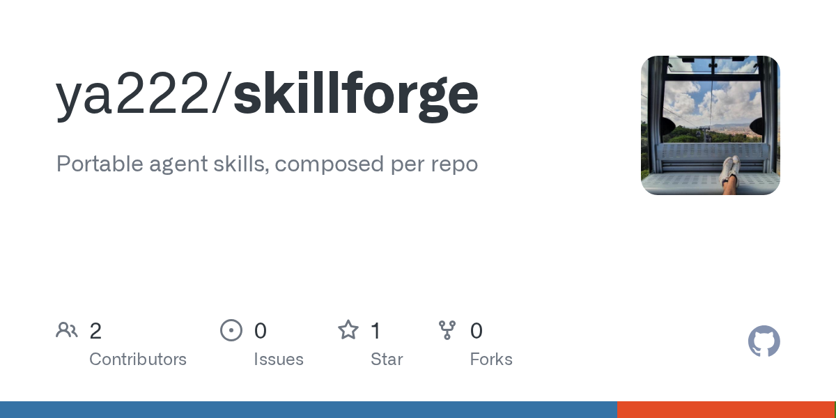GitHub - ya222/skillforge: Portable agent skills, composed per repo