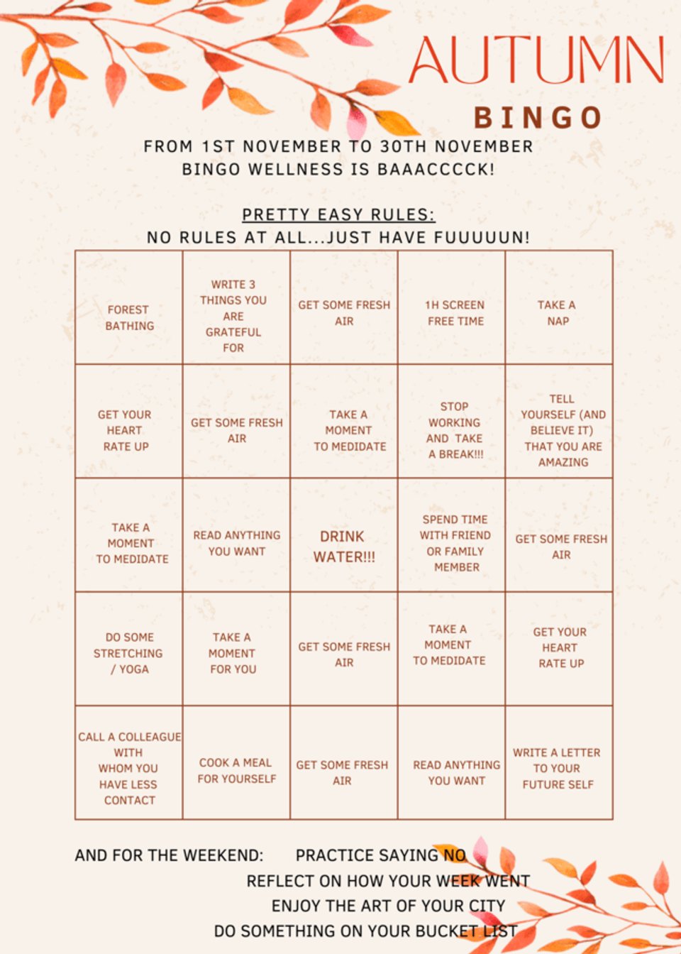 An Invitation to Re-Energize: Join Our Team for Wellness Bingo