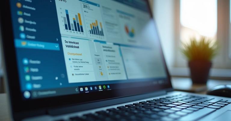 Painel de ERP com indicadores fiscais e campos de IBS e CBS