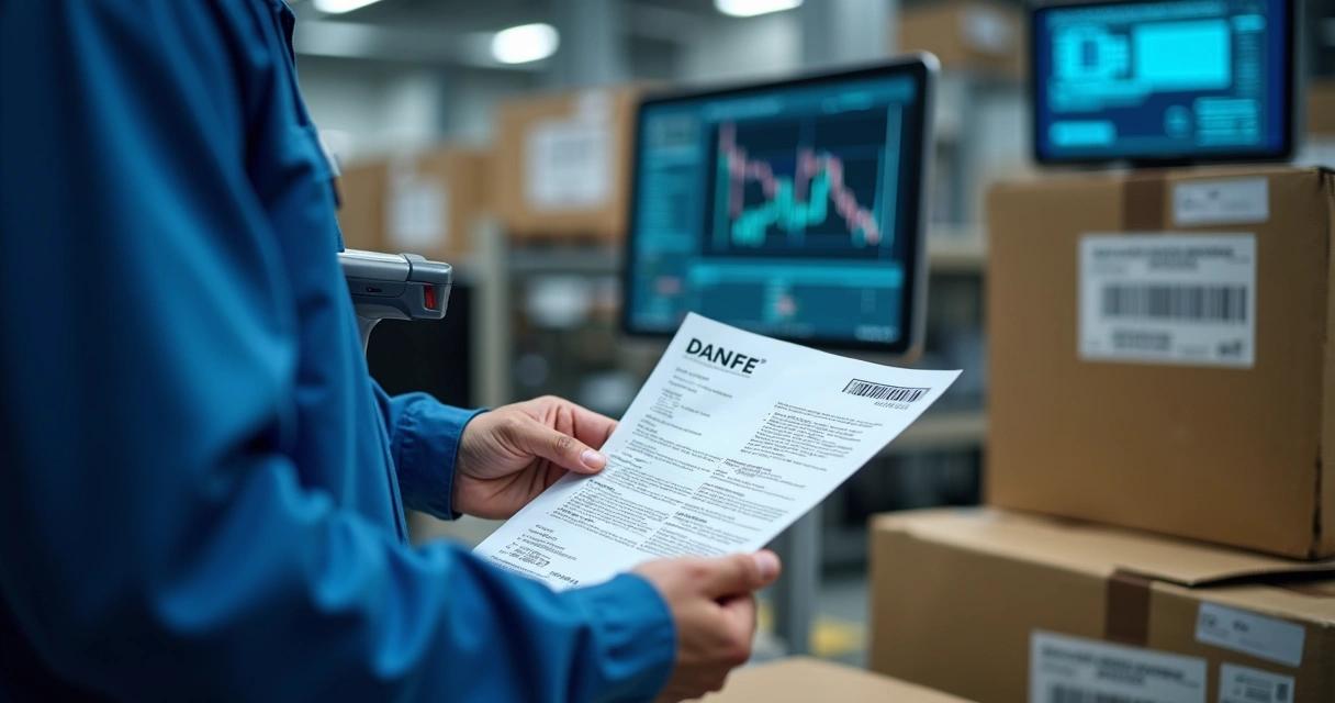 DANFE sendo conferido durante o transporte de mercadorias 