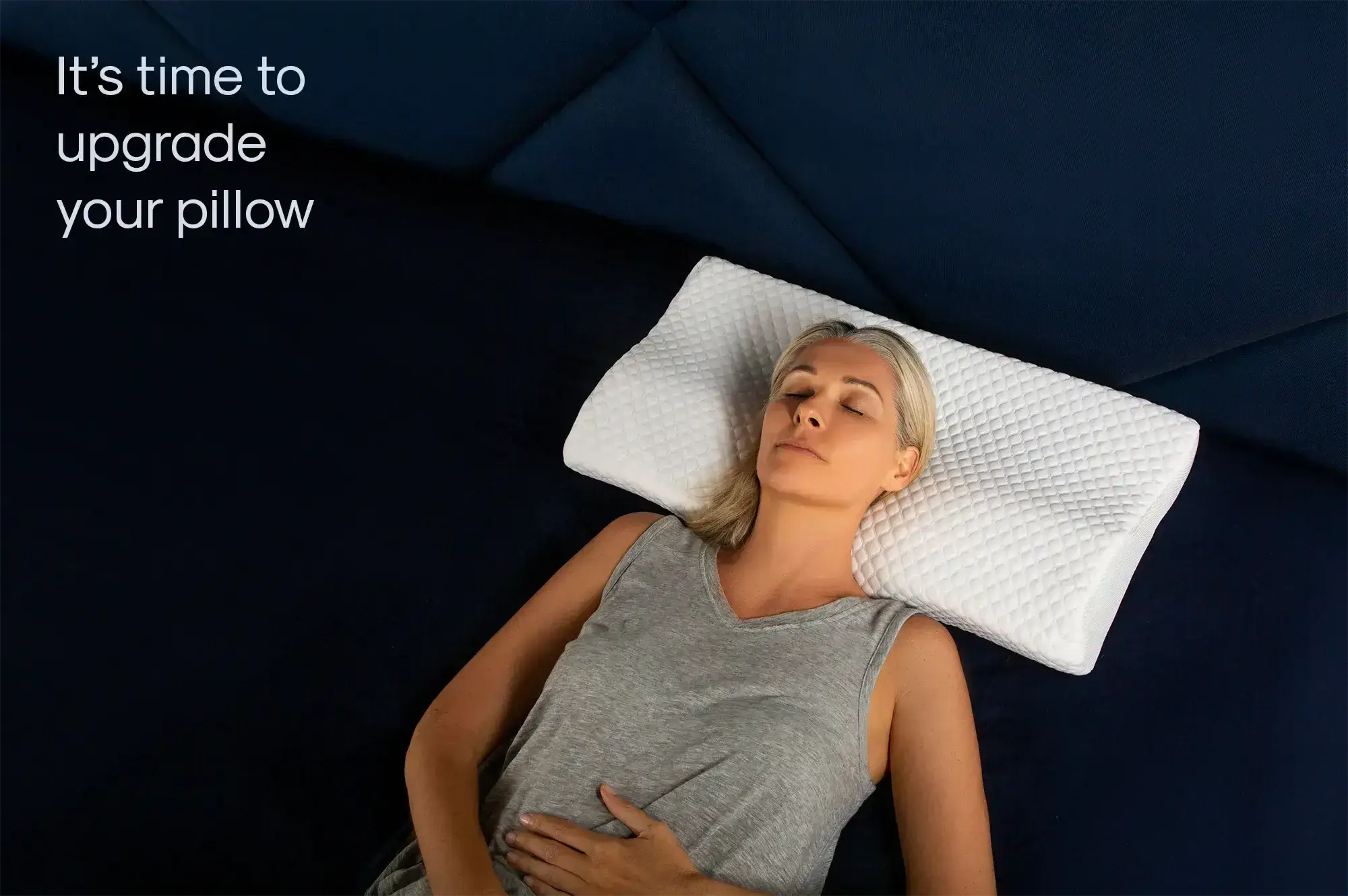 woman sleeping on groove memory foam pillow