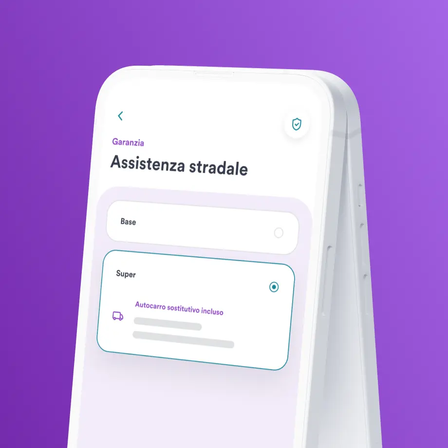 Schermata dell'App Prima che mostra la funzione di sospensione gratuita dell'assicurazione moto 