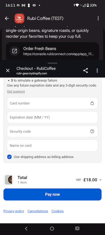 1-Klick-Zahlungsvorgang mit Apple Pay direkt im Messenger