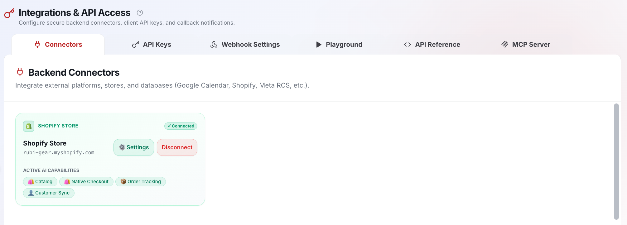 1-Klick-Shopify-OAuth-Autorisierung im RubiConnect Dashboard