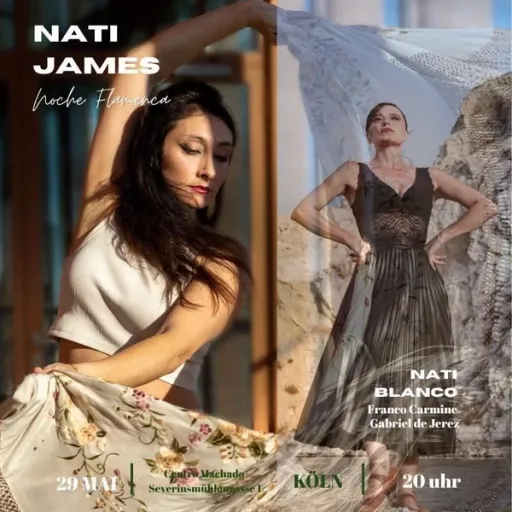 Title image for an event called '$Tablao Flamenco mit Nati James mit Gesang, Gitarre und viel Tanz'