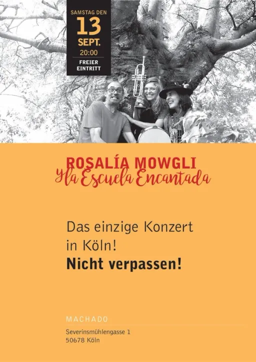 Title image for an event called '$La Escuela Encanta mit dem Trio Rosalia Mogwli im Konzert '